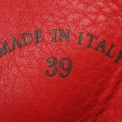 Pre Owned Loro Piana Red Suede Babouche Charms Walk Mules Size 39