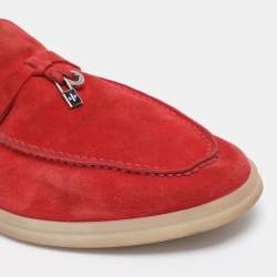 Pre Owned Loro Piana Red Suede Babouche Charms Walk Mules Size 39