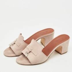 Pre Owned Loro Piana Mauve Suede Summer Charms Heel Mules Size 37
