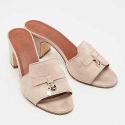 Pre Owned Loro Piana Mauve Suede Summer Charms Heel Mules Size 37