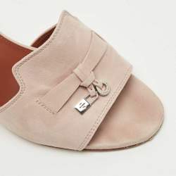 Pre Owned Loro Piana Mauve Suede Summer Charms Heel Mules Size 37