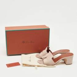 Pre Owned Loro Piana Mauve Suede Summer Charms Heel Mules Size 37