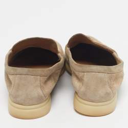 Pre Owned Loro Piana Beige Suede Summer Charms Walk Loafers Size 35