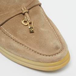 Pre Owned Loro Piana Beige Suede Summer Charms Walk Loafers Size 35