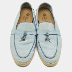 Pre Owned Loro Piana Blue Suede Summer Charms Walk Loafers Size 37