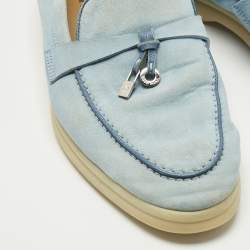 Pre Owned Loro Piana Blue Suede Summer Charms Walk Loafers Size 37