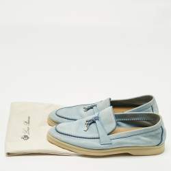 Pre Owned Loro Piana Blue Suede Summer Charms Walk Loafers Size 37