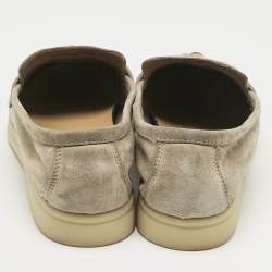 Pre Owned Loro Piana Beige Suede Summer Charms Walk Slip On Loafers Size 37