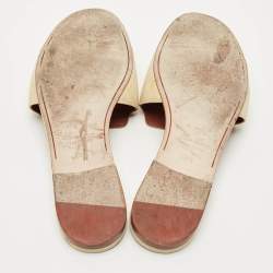 Pre Owned Loro Piana Cream Suede Summer Charms Walk Flat Slide Size 38.5