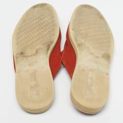 Pre Owned Loro Piana Orange Suede Babouche Charms Walk Mules Size 36