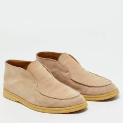 Pre Owned Loro Piana Beige Suede Open Walk Ankle Length Boots Size 40