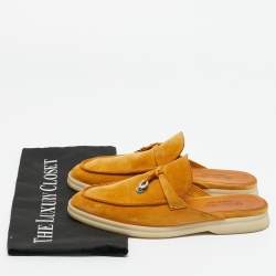 Pre Owned Loro Piana Light Brown Suede Babouche Charms Walk Mules Size 36