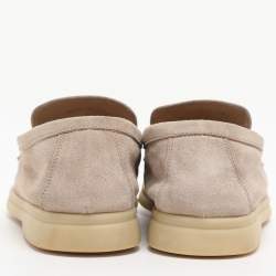 Pre Owned Loro Piana Beige Suede Summer Charms Walk  Loafers Size 38