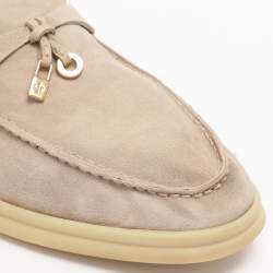 Pre Owned Loro Piana Beige Suede Summer Charms Walk  Loafers Size 38