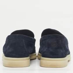Pre Owned Loro Piana Navy Blue Suede Summer Charms Walk Loafers Size 35.5