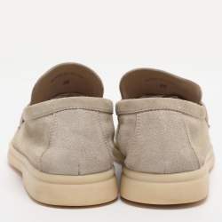 Pre Owned Loro Piana Light Beige Suede Summer Charms Walk Loafers Size 38