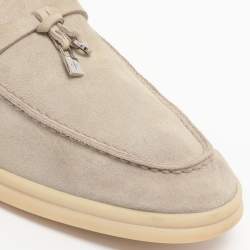 Pre Owned Loro Piana Light Beige Suede Summer Charms Walk Loafers Size 38