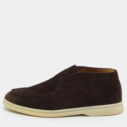 Pre Owned Loro Piana Brown Suede Open Walk Ankle Length Boots Size 35.5