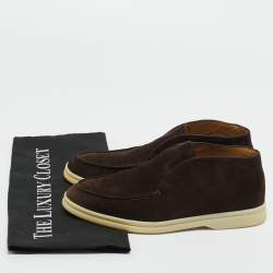 Pre Owned Loro Piana Brown Suede Open Walk Ankle Length Boots Size 35.5