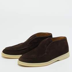Pre Owned Loro Piana Brown Suede Open Walk Ankle Length Boots Size 35.5