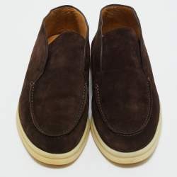 Pre Owned Loro Piana Brown Suede Open Walk Ankle Length Boots Size 35.5