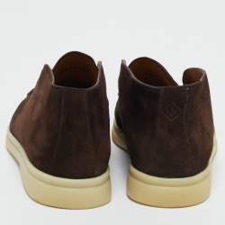 Pre Owned Loro Piana Brown Suede Open Walk Ankle Length Boots Size 35.5