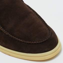 Pre Owned Loro Piana Brown Suede Open Walk Ankle Length Boots Size 35.5