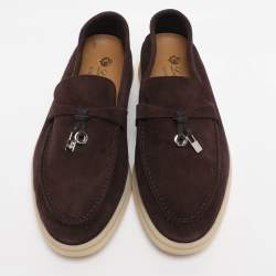Pre Owned Loro Piana Brown Suede Summer Charms Walk Loafers Size 36