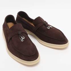 Pre Owned Loro Piana Brown Suede Summer Charms Walk Loafers Size 36