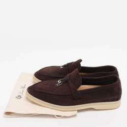 Pre Owned Loro Piana Brown Suede Summer Charms Walk Loafers Size 36