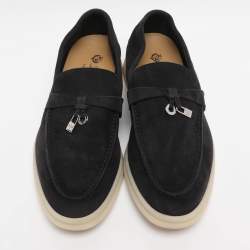 Pre Owned Loro Piana Black Suede Summer Charms Walk Loafers Size 36