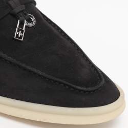 Pre Owned Loro Piana Black Suede Summer Charms Walk Loafers Size 36