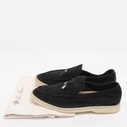 Pre Owned Loro Piana Black Suede Summer Charms Walk Loafers Size 36