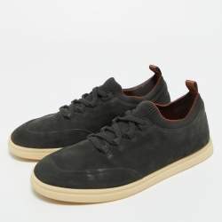 Pre Owned Loro Piana Dark Green Nubuck Leather Soho Walk Slip On Sneakers Size 41