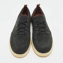 Pre Owned Loro Piana Dark Green Nubuck Leather Soho Walk Slip On Sneakers Size 41