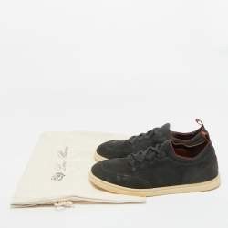 Pre Owned Loro Piana Dark Green Nubuck Leather Soho Walk Slip On Sneakers Size 41