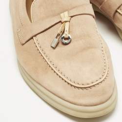 Pre Owned Loro Piana Beige Suede Summer Walk Loafers Size 37