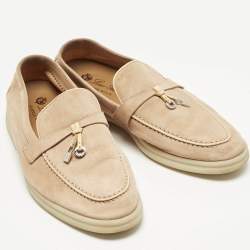 Pre Owned Loro Piana Beige Suede Summer Walk Loafers Size 37