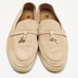 Pre Owned Loro Piana Beige Suede Summer Walk Loafers Size 37