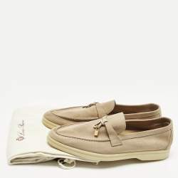 Pre Owned Loro Piana Beige Suede Summer Walk Loafers Size 37.5