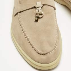Pre Owned Loro Piana Beige Suede Summer Walk Loafers Size 37.5