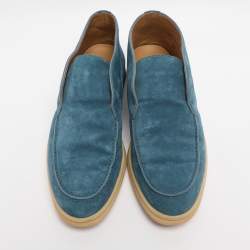 Pre Owned Loro Piana Blue Suede Open Walk Ankle Boots Size 38