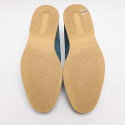 Pre Owned Loro Piana Blue Suede Open Walk Ankle Boots Size 38