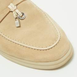 Pre Owned Loro Piana Beige Suede Summer Charms Walk Loafers Size 38