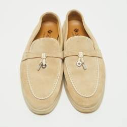 Pre Owned Loro Piana Beige Suede Summer Charms Walk Loafers Size 38