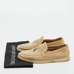 Pre Owned Loro Piana Beige Suede Summer Charms Walk Loafers Size 38