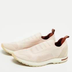 Pre Owned Loro Piana Pink/Grey Fabric and Suede 360 LP Flexy Walk Low Top Sneakers Size 39.5