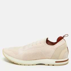 Pre Owned Loro Piana Pink/Grey Fabric and Suede 360 LP Flexy Walk Low Top Sneakers Size 39.5