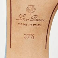 Pre Owned Loro Piana Blue Suede Summer Charms Slide Sandals Size 37.5