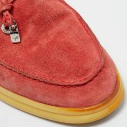 Pre Owned Loro Piana Red Suede Summer Charms Walk Loafers Size 37.5